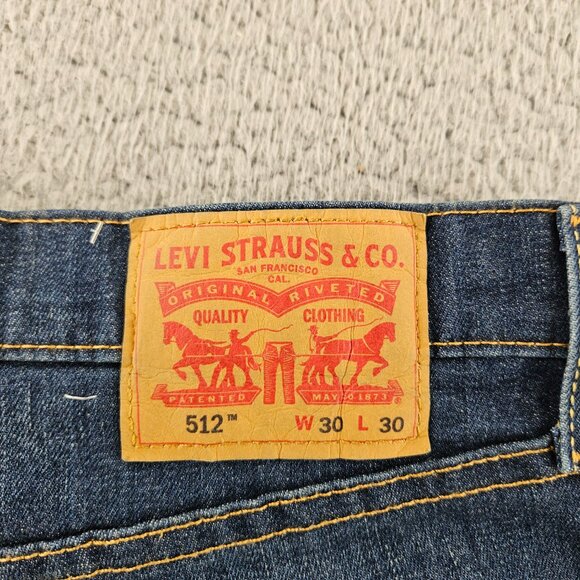 Levis 512 Jeans Mens 30x30 Blue Slim Taper Stretch Flex Denim Medium Wash Pants - Picture 15 of 16